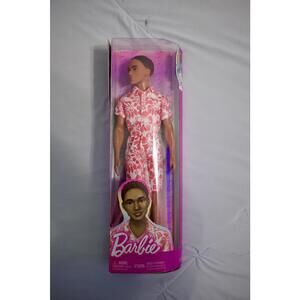 Barbie Fashionistas Ken Doll #235 w/ Braided Brown Hair, Wearing Coral Jumpsuit